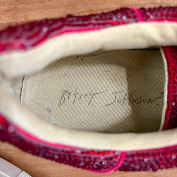 Blue by Betsey Johnson Sidny Red Rhinestone Embellished Platform Sneakers size 7 - Picture 11 of 16